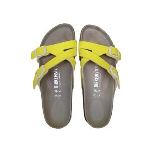 Birkenstock Yao Balance Yellow Patent Sandals Slides Women's Size 7 Men's Size 5